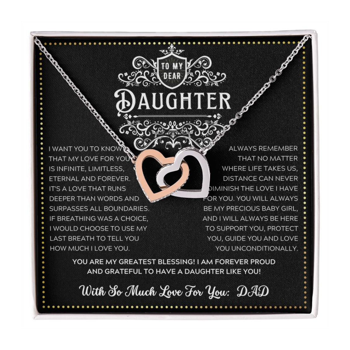 JGF Jewelry Gifts for Family 18th Birthday Card Daughter From Dad Two Hearts Necklaces For Women