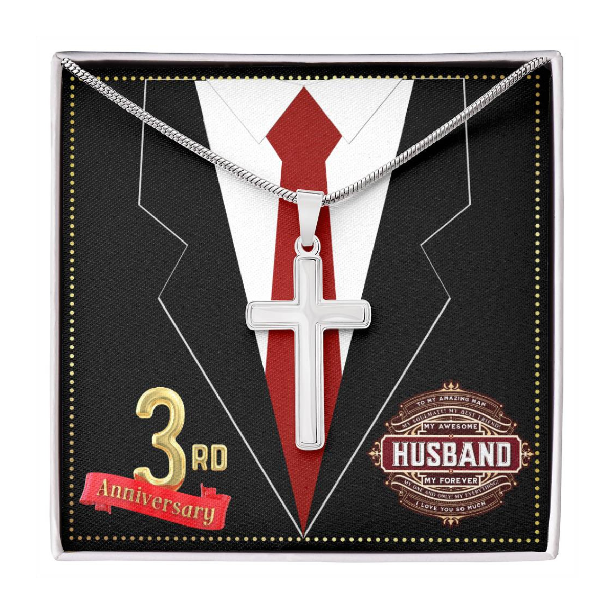 JGF Jewelry Gifts for Family 3rd Wedding Anniversary For Him Husband Men