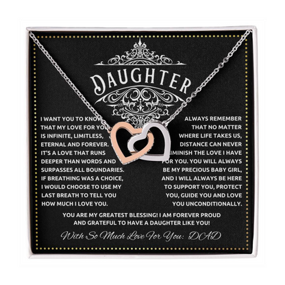 JGF Jewelry Gifts for Family Interlocking Hearts Necklace For Daughter From Dad