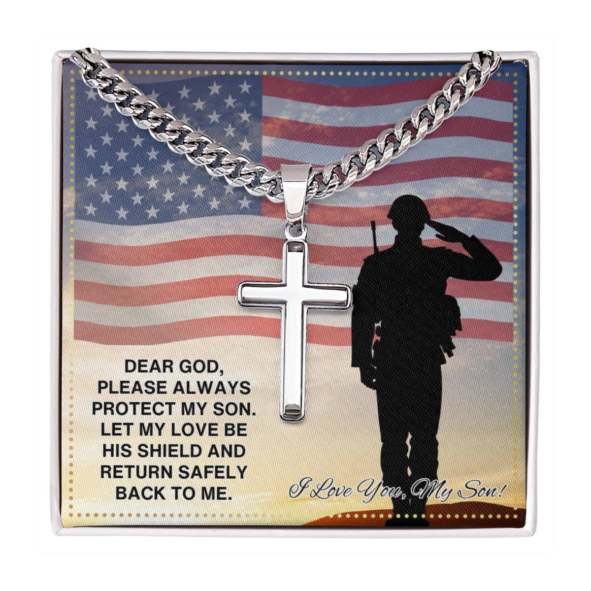 JGF Jewelry Gifts for Family Navy Military Gifts For My Son Cross US Army Necklace For Men