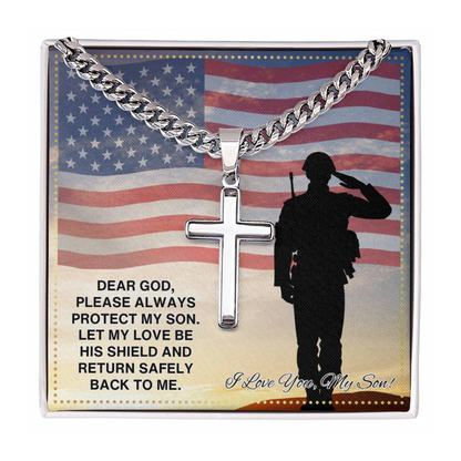 JGF Jewelry Gifts for Family Navy Military Gifts For My Son Cross US Army Necklace For Men