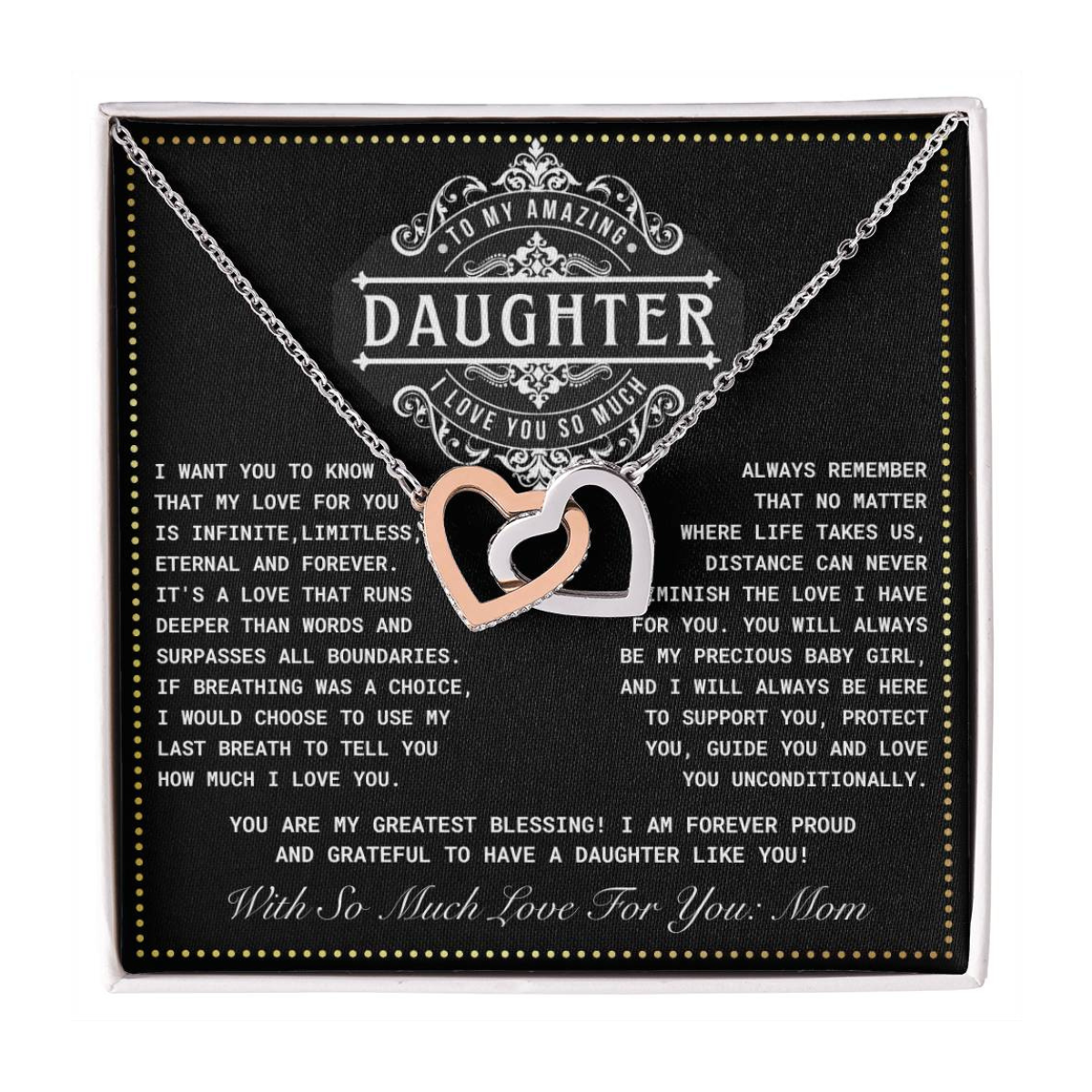 JGF Jewelry Gifts for Family 2 Hearts Connected Necklace First Time Mom Gifts For My Daughter