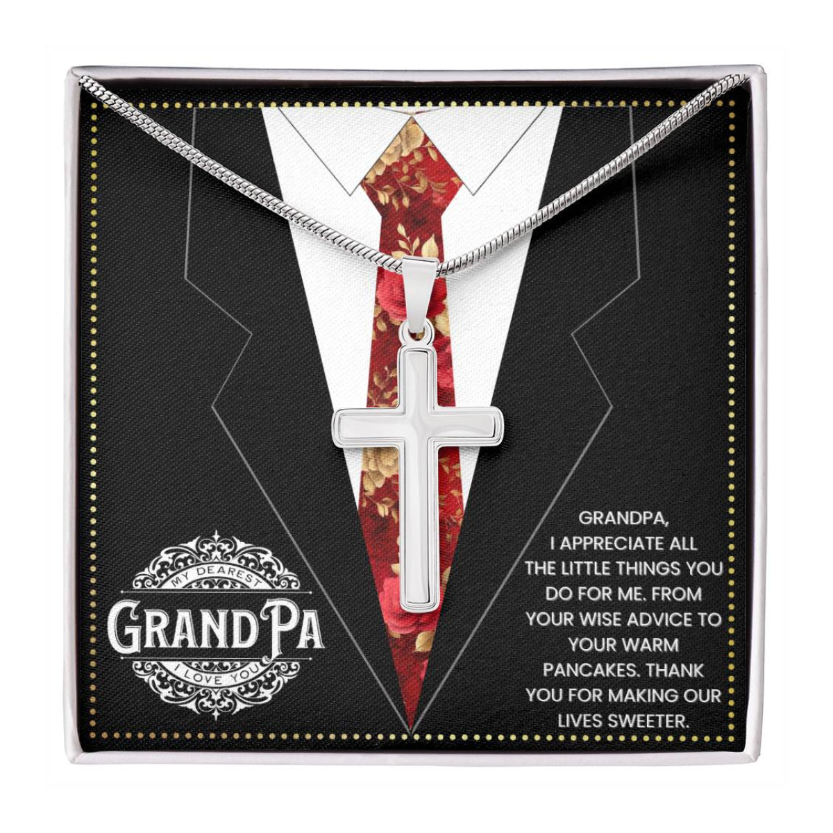 JGF Jewelry Gifts for Family Cross Necklace For Grandparent To My Grandpa Fathers Day Gift