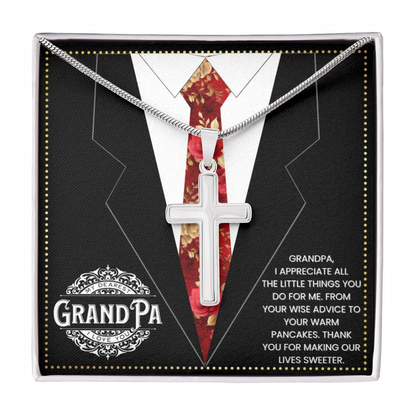 JGF Jewelry Gifts for Family Cross Necklace For Grandparent To My Grandpa Fathers Day Gift