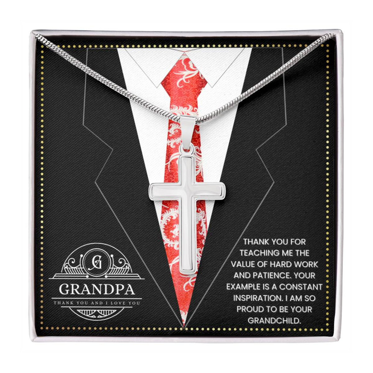 JGF Jewelry Gifts for Family Gift Portuguese Grandpa Cross Necklace For Men Silver