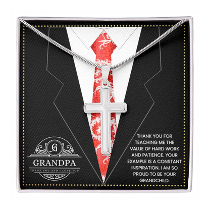 JGF Jewelry Gifts for Family Gift Portuguese Grandpa Cross Necklace For Men Silver