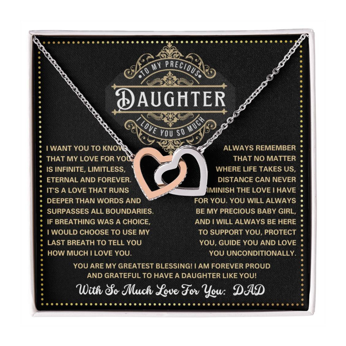 JGF Jewelry Gifts for Family Gifts For Grown Daughter From Parents Interlocking Hearts Necklace