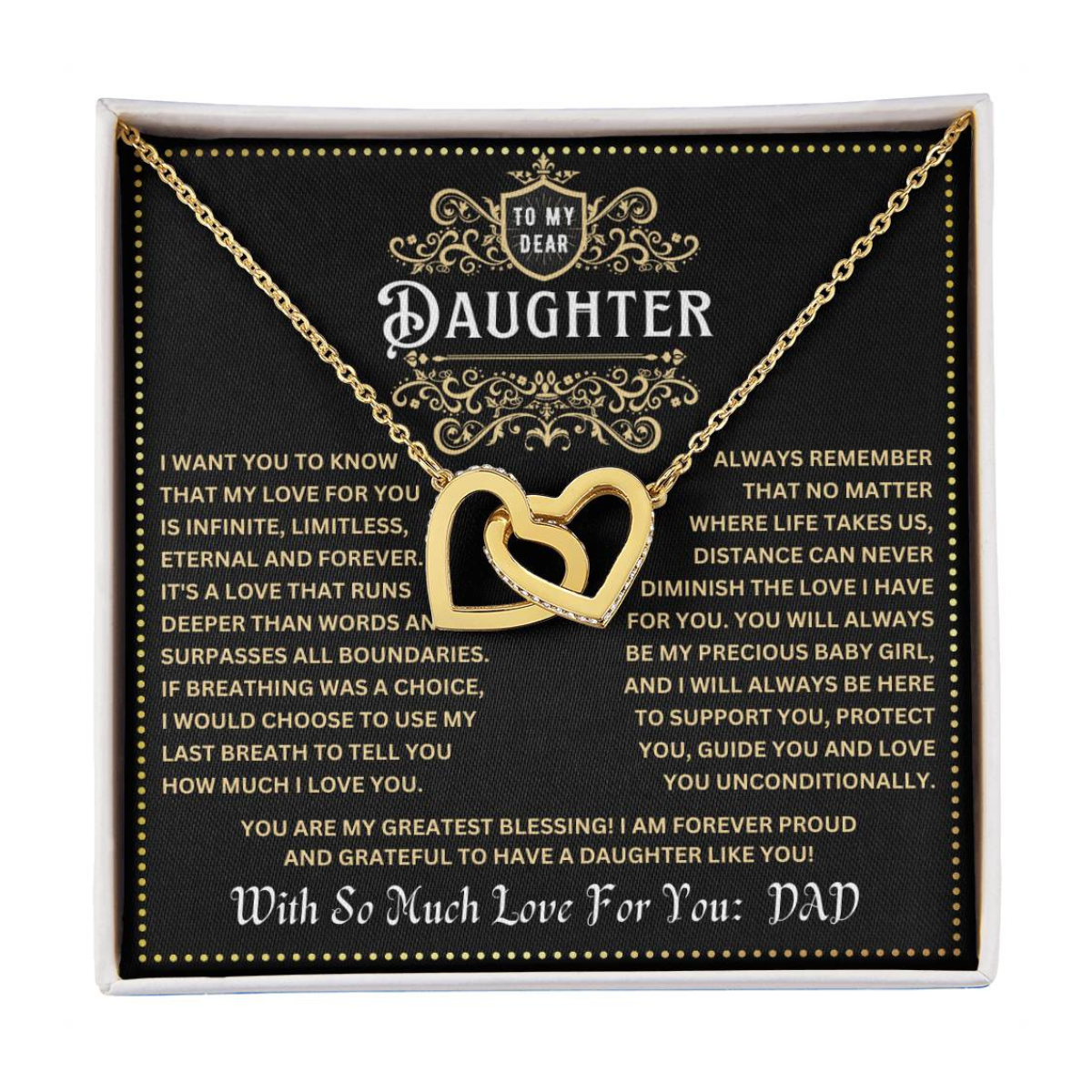 JGF Jewelry Gifts for Family Necklace For Daughter Gifts From Dad Interlocking Hearts