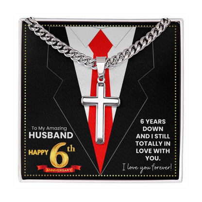 JGF Jewelry Gifts for Family Happy 6th Anniversary For Husband Cross Necklace For Men
