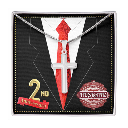 JGF Jewelry Gifts for Family 2 Year 2nd Wedding Anniversary for Him Husband Cross Necklace for Men