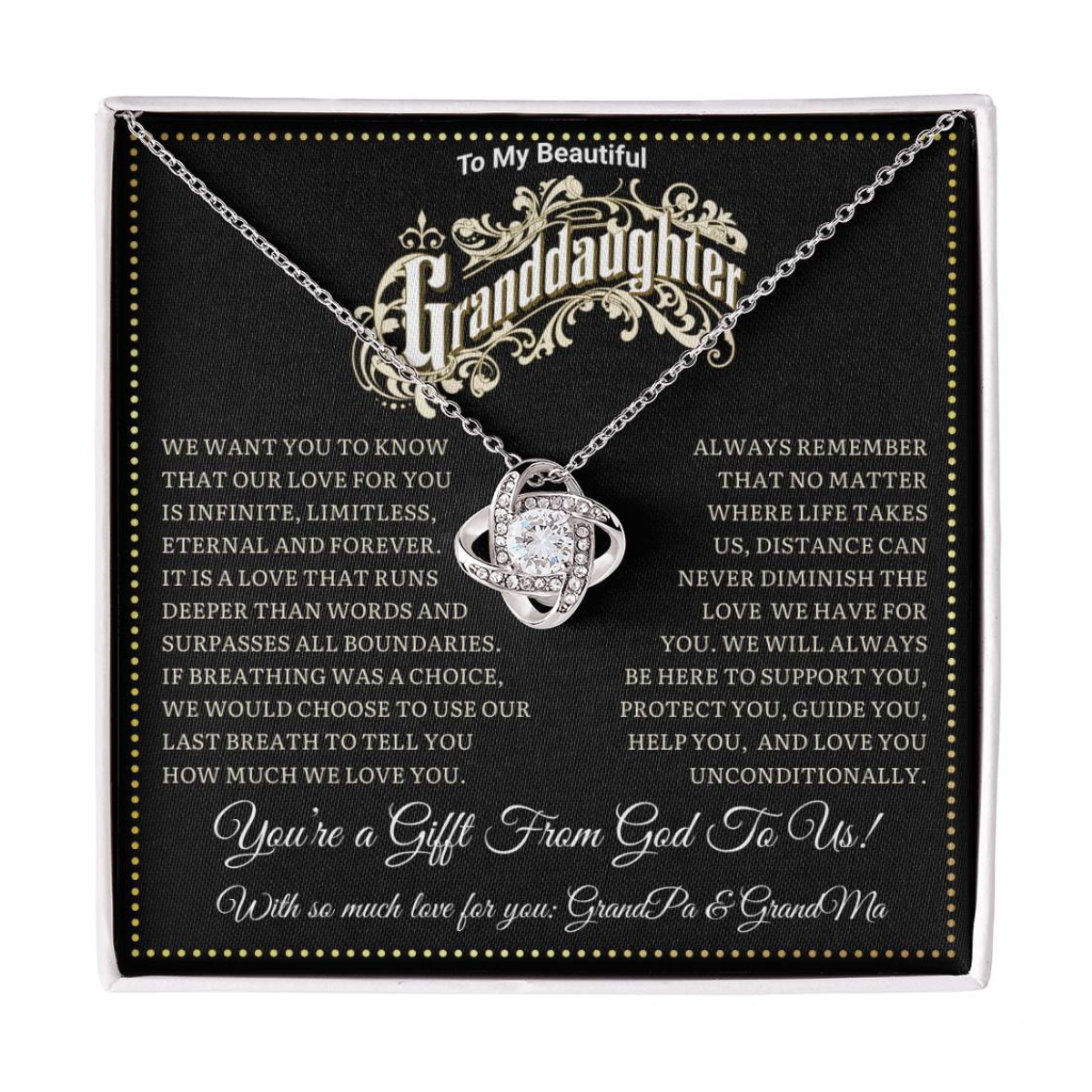 JGF Jewelry Gifts for Family Birthday Gifts For Granddaughter Adult Prime Love Knot Necklace