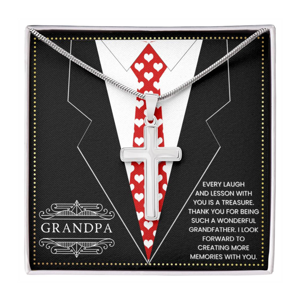 JGF Jewelry Gifts for Family Cross Necklace For Men Silver Grandpa Christian Gifts Religious