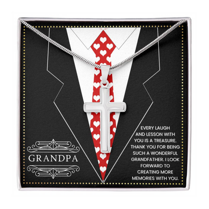 JGF Jewelry Gifts for Family Cross Necklace For Men Silver Grandpa Christian Gifts Religious