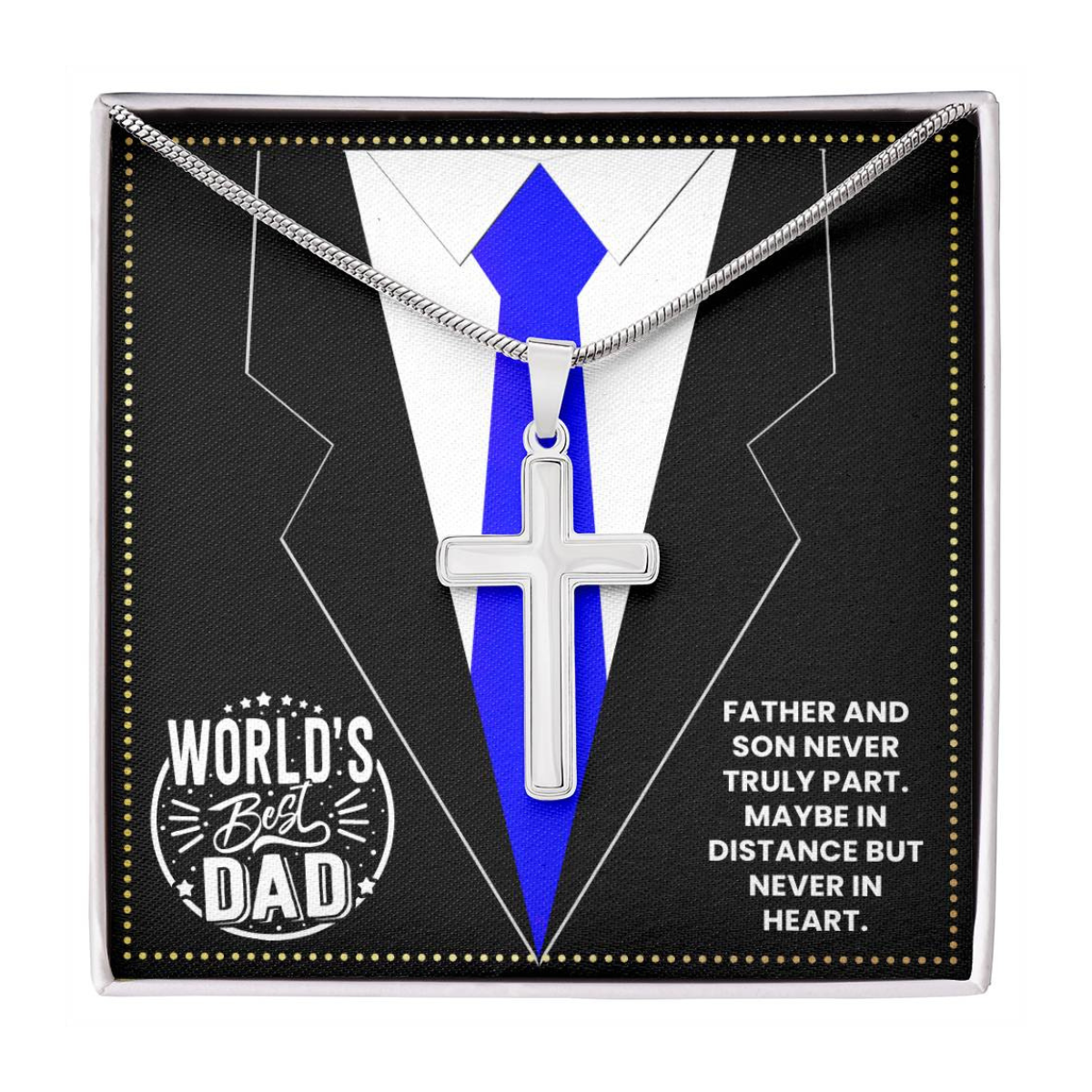 JGF Jewelry Gifts for Family I Love My Dad Gifts From Son Cross Necklace For Men Silver