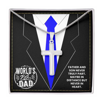 JGF Jewelry Gifts for Family I Love My Dad Gifts From Son Cross Necklace For Men Silver