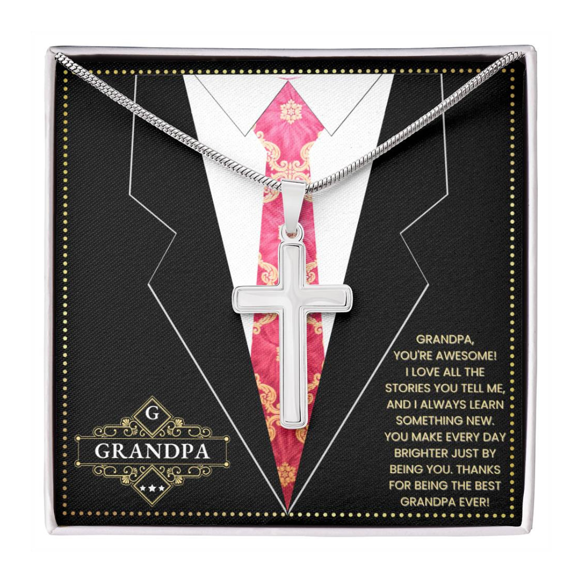 JGF Jewelry Gifts for Family Grandpa Birthday Card From Grandkids Necklace For Grandpa And Daughter