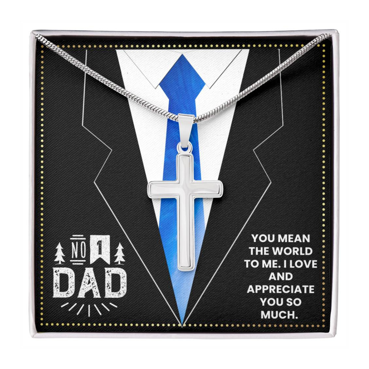 JGF Jewelry Gifts for Family I Love My Dad 50th Birthday Daddy Cross Necklace