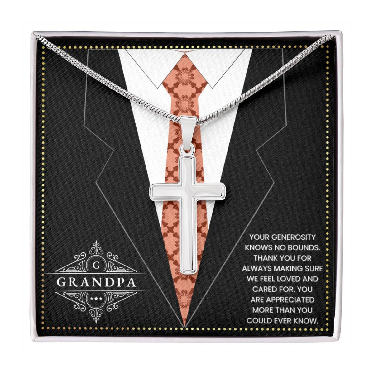 JGF Jewelry Gifts for Family Cross Necklace For Grandparents Grandpa 80th Birthday