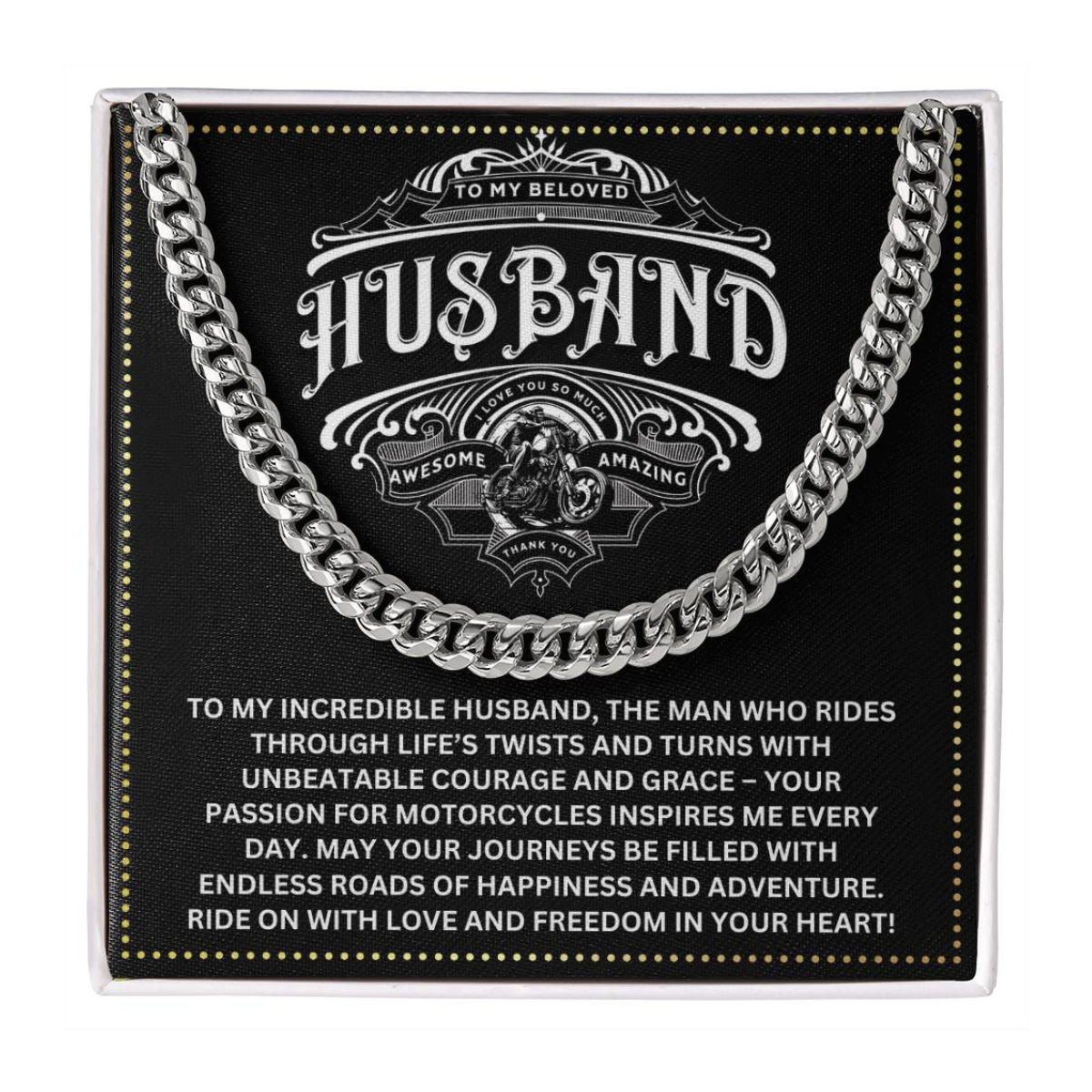 JGF Jewelry Gifts for Family Motorcycle Gifts For Husband Cuban Chain Necklace