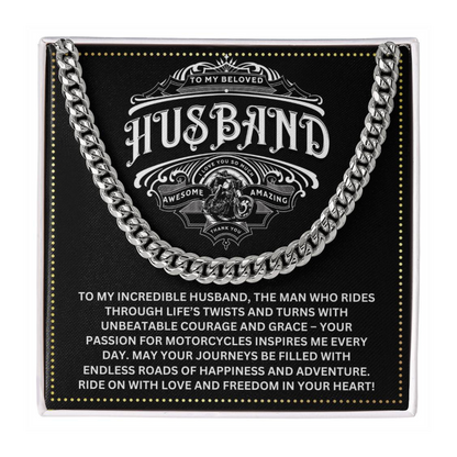 JGF Jewelry Gifts for Family Motorcycle Gifts For Husband Cuban Chain Necklace