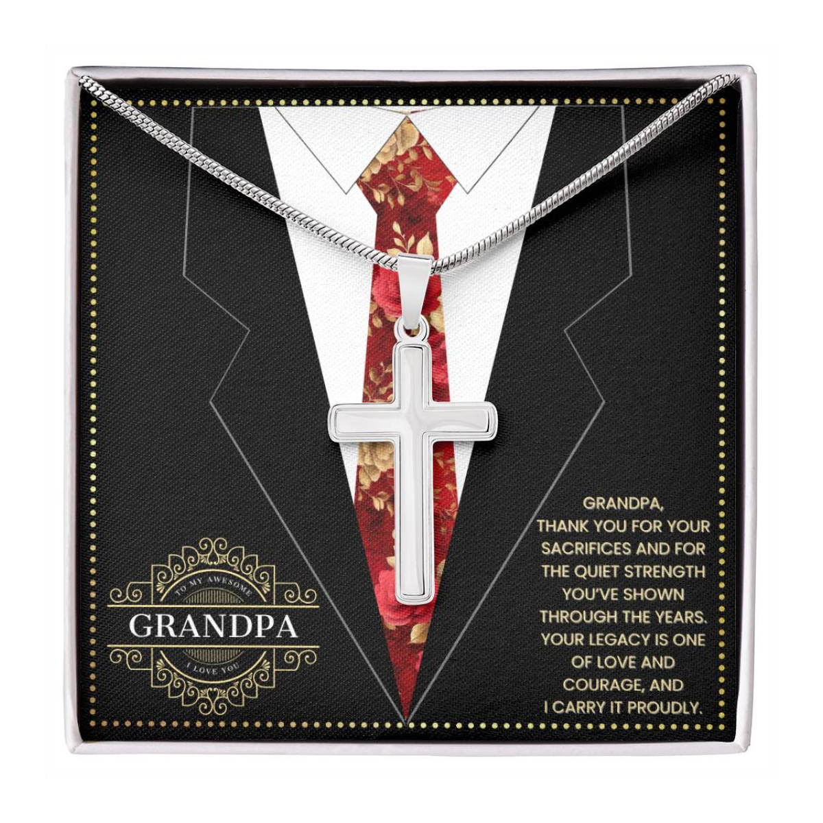 JGF Jewelry Gifts for Family Cross Necklace For Grandparent Gifts For Grandpa Who Has Everything