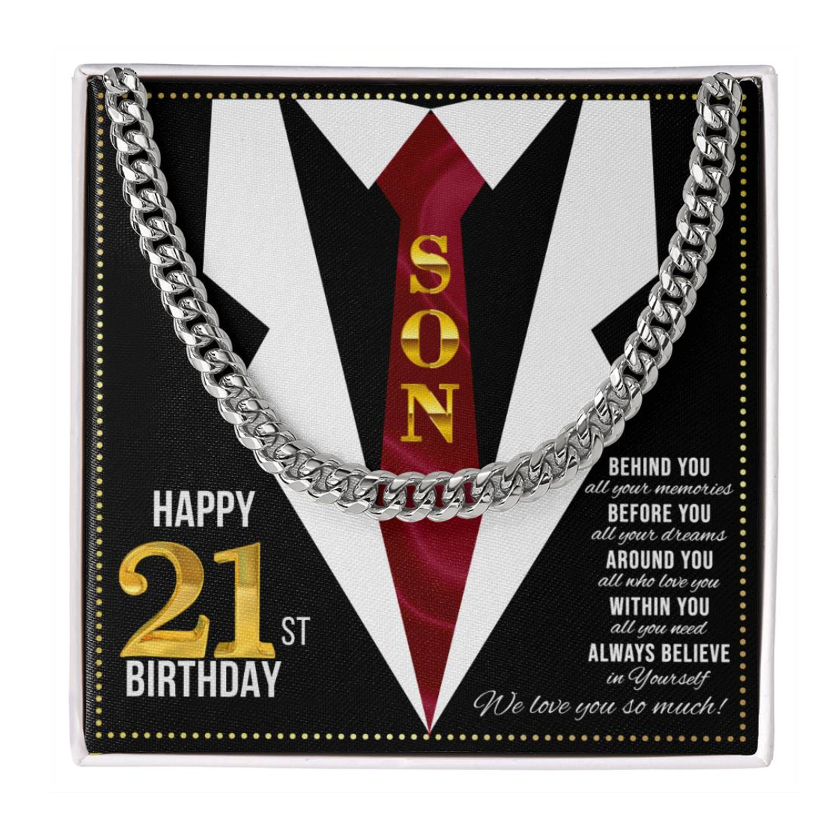 JGF Jewelry Gifts for Family Happy 21st Birthday Card Gifts For My Son From Mom and Dad Present for 21 Year Old