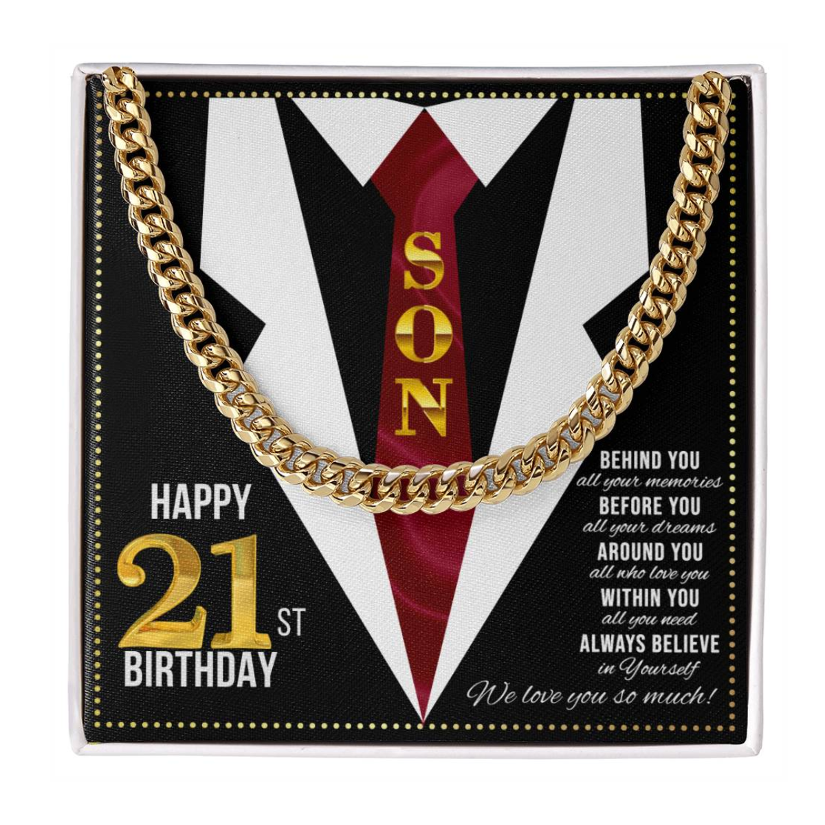 JGF Jewelry Gifts for Family Happy 21st Birthday Card Gifts For My Son From Mom and Dad Present for 21 Year Old