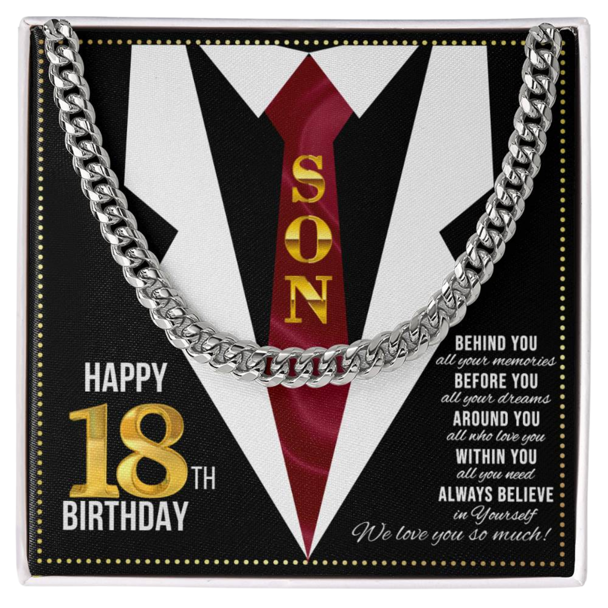 JGF Jewelry Gifts for Family Happy 18th Birthday Card For Son Present For My 18 Year Old Son Boy