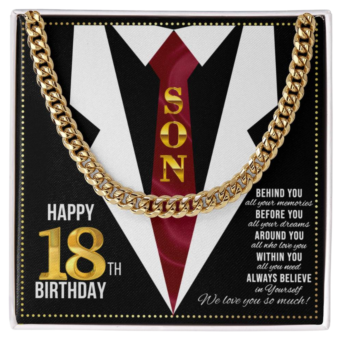 JGF Jewelry Gifts for Family Happy 18th Birthday Card For Son Present For My 18 Year Old Son Boy