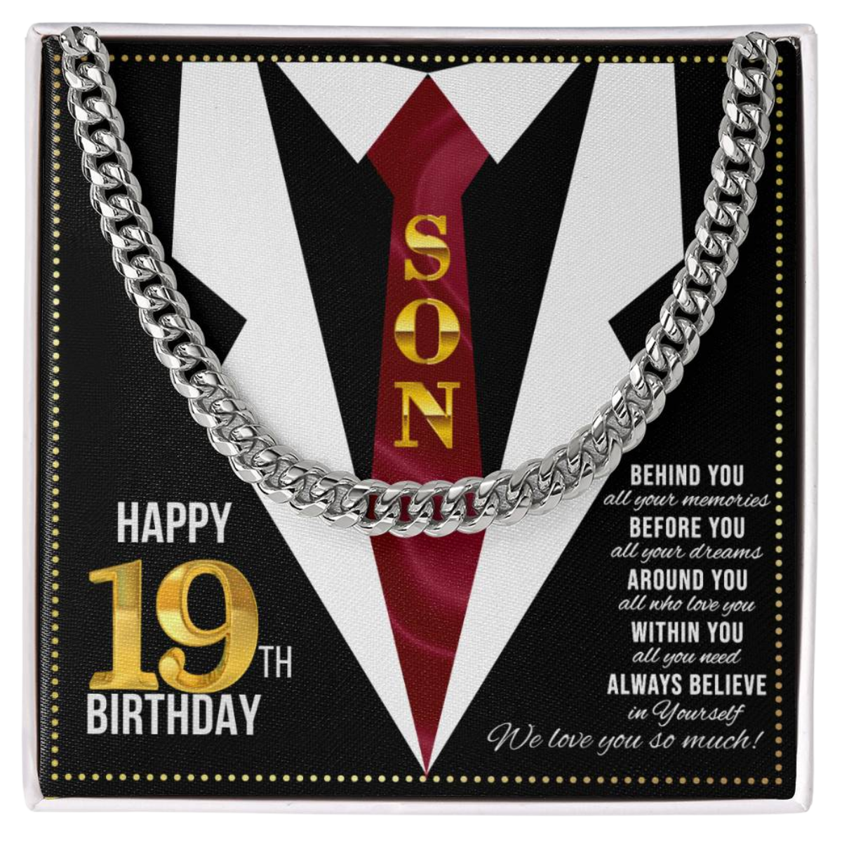 JGF Jewelry Gifts for Family Happy 19th Birthday Card For Son Birthday Present For 19 Year Old Boy