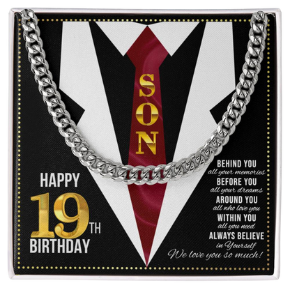 JGF Jewelry Gifts for Family Happy 19th Birthday Card For Son Birthday Present For 19 Year Old Boy