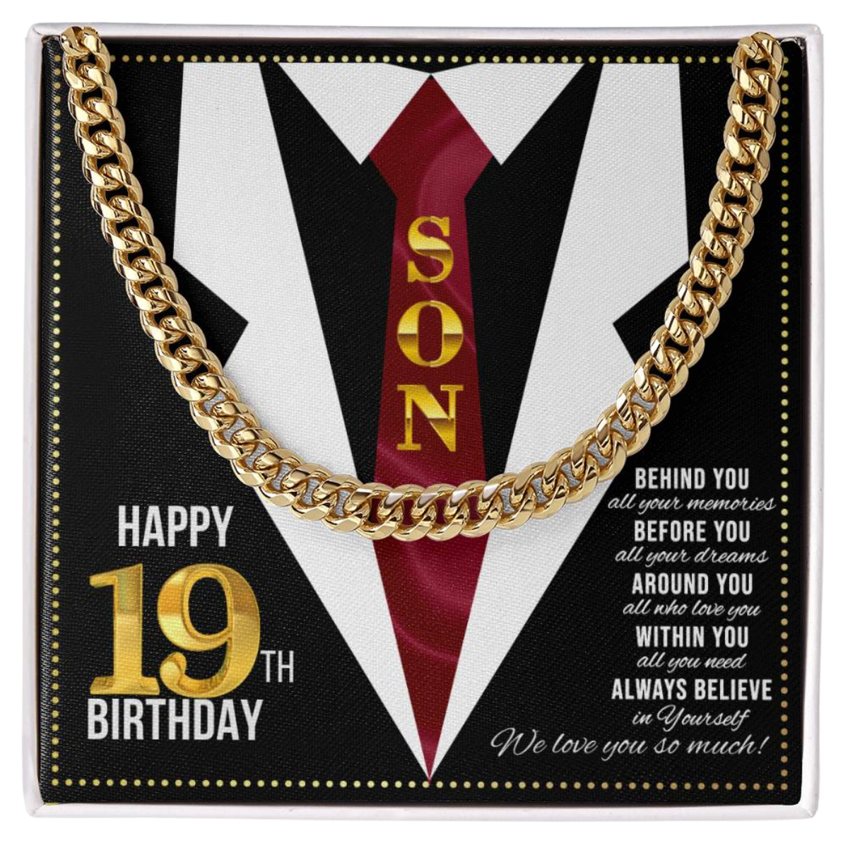 JGF Jewelry Gifts for Family Happy 19th Birthday Card For Son Birthday Present For 19 Year Old Boy