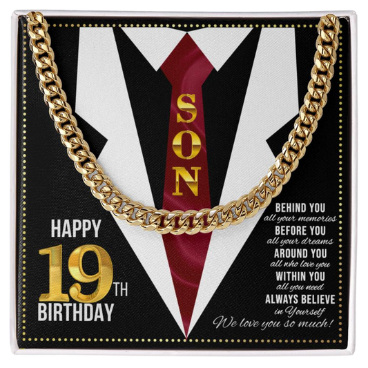 JGF Jewelry Gifts for Family Happy 19th Birthday Card For Son Birthday Present For 19 Year Old Boy