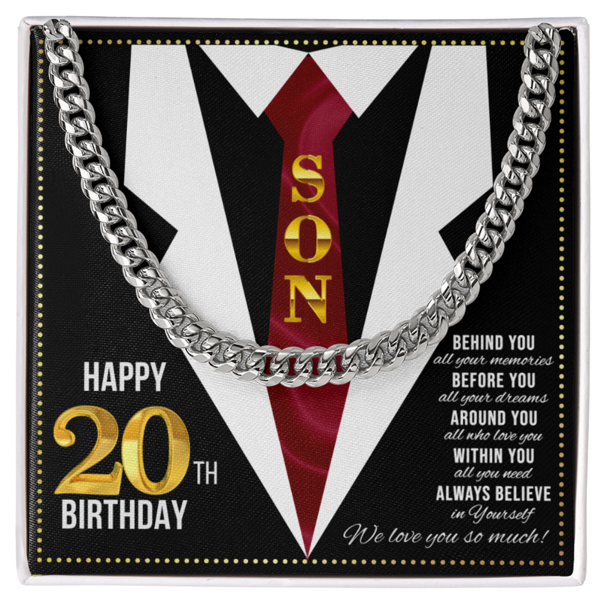 JGF Jewelry Gifts for Family Birthday For 20 Year Old Son Happy 20th Birthday Son Card