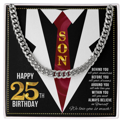 JGF Jewelry Gifts for Family Son Happy 25th Birthday Card Male Gifts Present for 25 Year Old Man