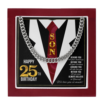 JGF Jewelry Gifts for Family Son Happy 25th Birthday Card Male Gifts Present for 25 Year Old Man