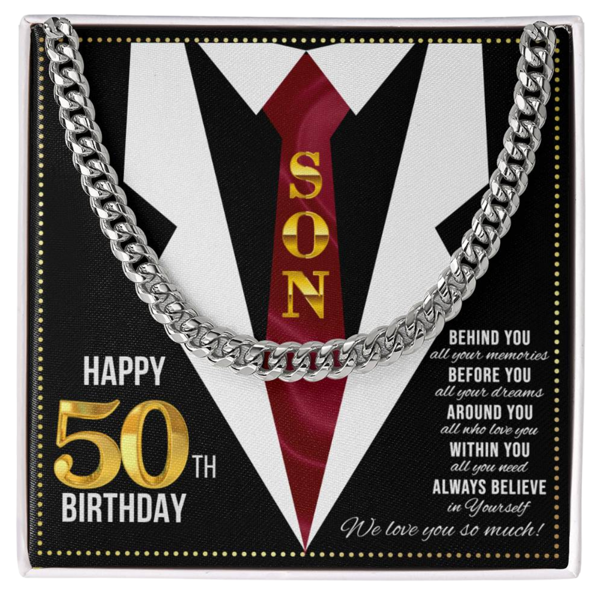 JGF Jewelry Gifts for Family Son Happy 50th Birthday Card Male Gifts Present for 50 Year Old Man