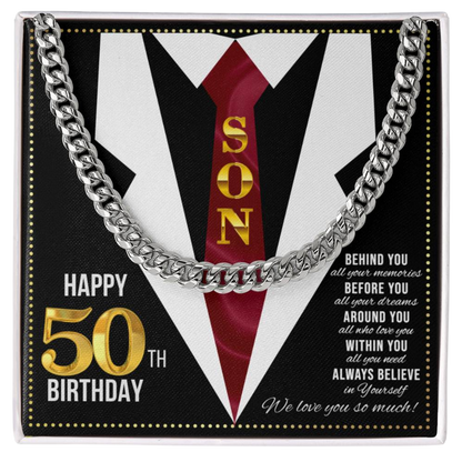 JGF Jewelry Gifts for Family Son Happy 50th Birthday Card Male Gifts Present for 50 Year Old Man