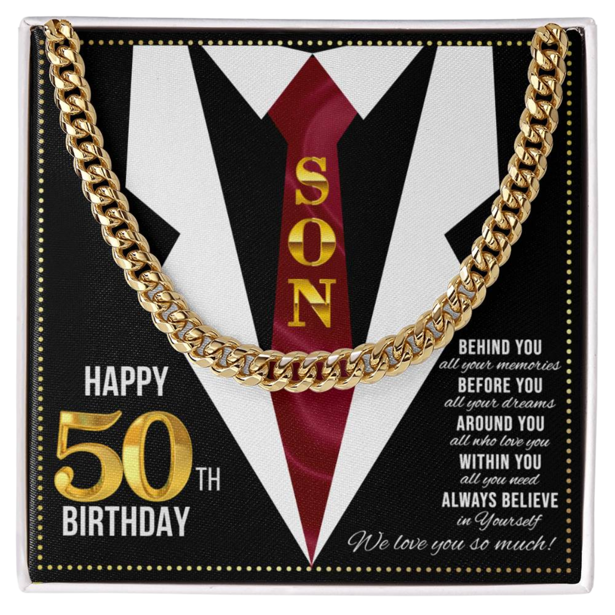 JGF Jewelry Gifts for Family Son Happy 50th Birthday Card Male Gifts Present for 50 Year Old Man