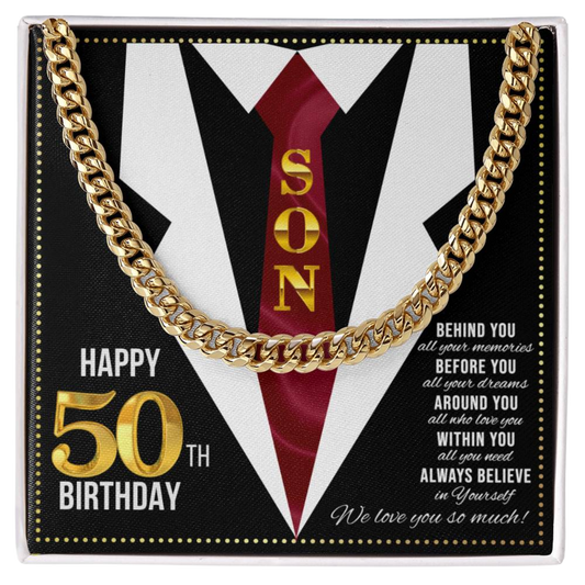 JGF Jewelry Gifts for Family Son Happy 50th Birthday Card Male Gifts Present for 50 Year Old Man
