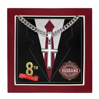 JGF Jewelry Gifts for Family 8 Year 8th Wedding Anniversary for Him Husband Cross Necklace for Men