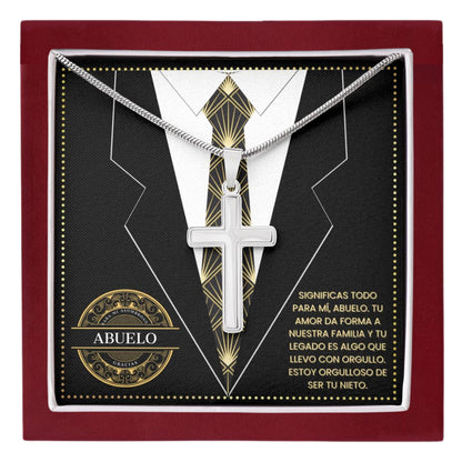 SpanishGrandPa12 JGF Jewelry Gifts for Family Regalo Para Abuelo Cross Necklace for Grandpa Fathers Day Card Spanish