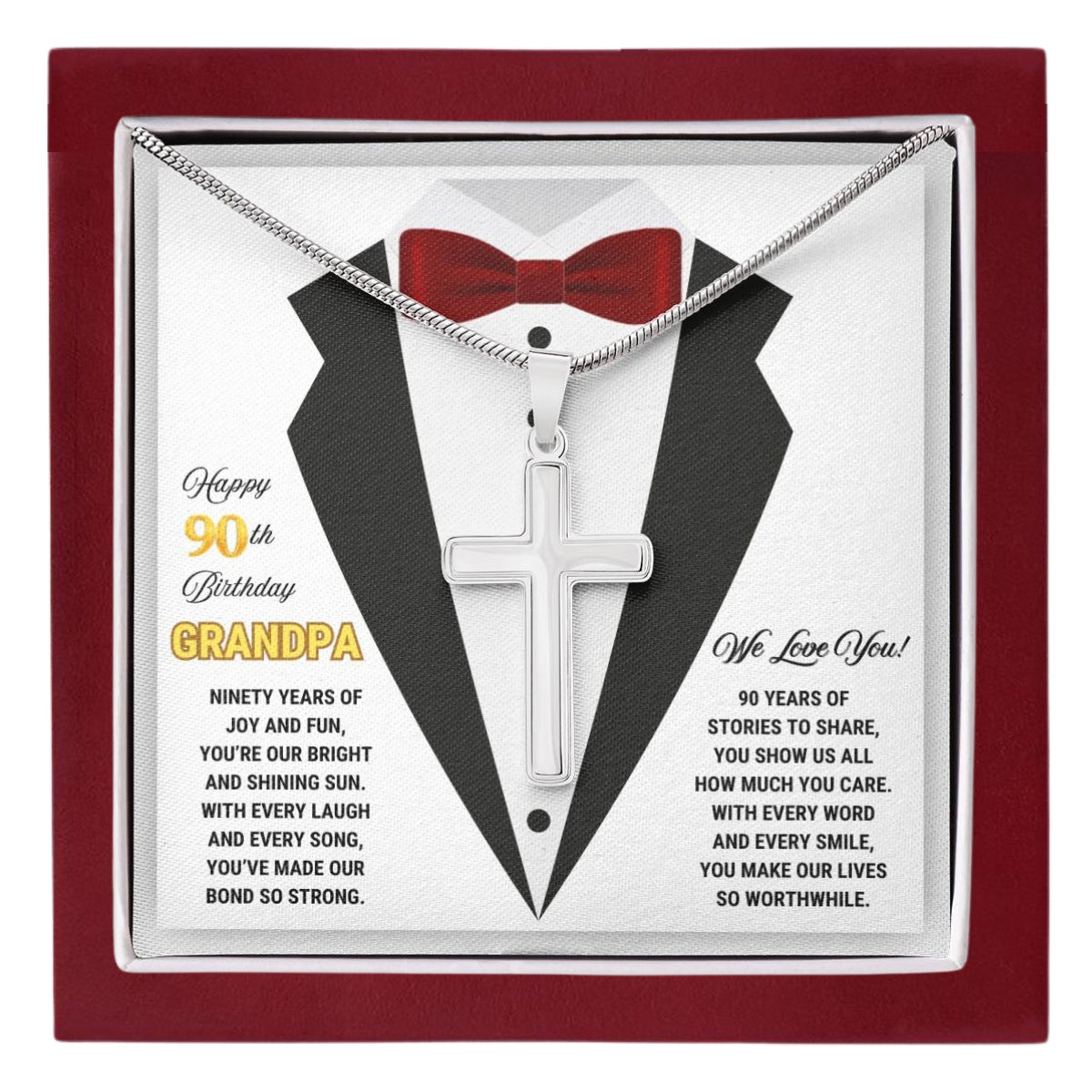 90th GrandPa White9 JGF Jewelry Gifts for Family ARTISAN CROSS TEMPLATE - artisancross-BB