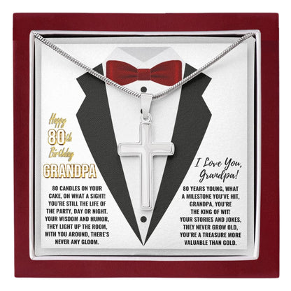 80th GrandPa White1 JGF Jewelry Gifts for Family ARTISAN CROSS TEMPLATE - artisancross-BB