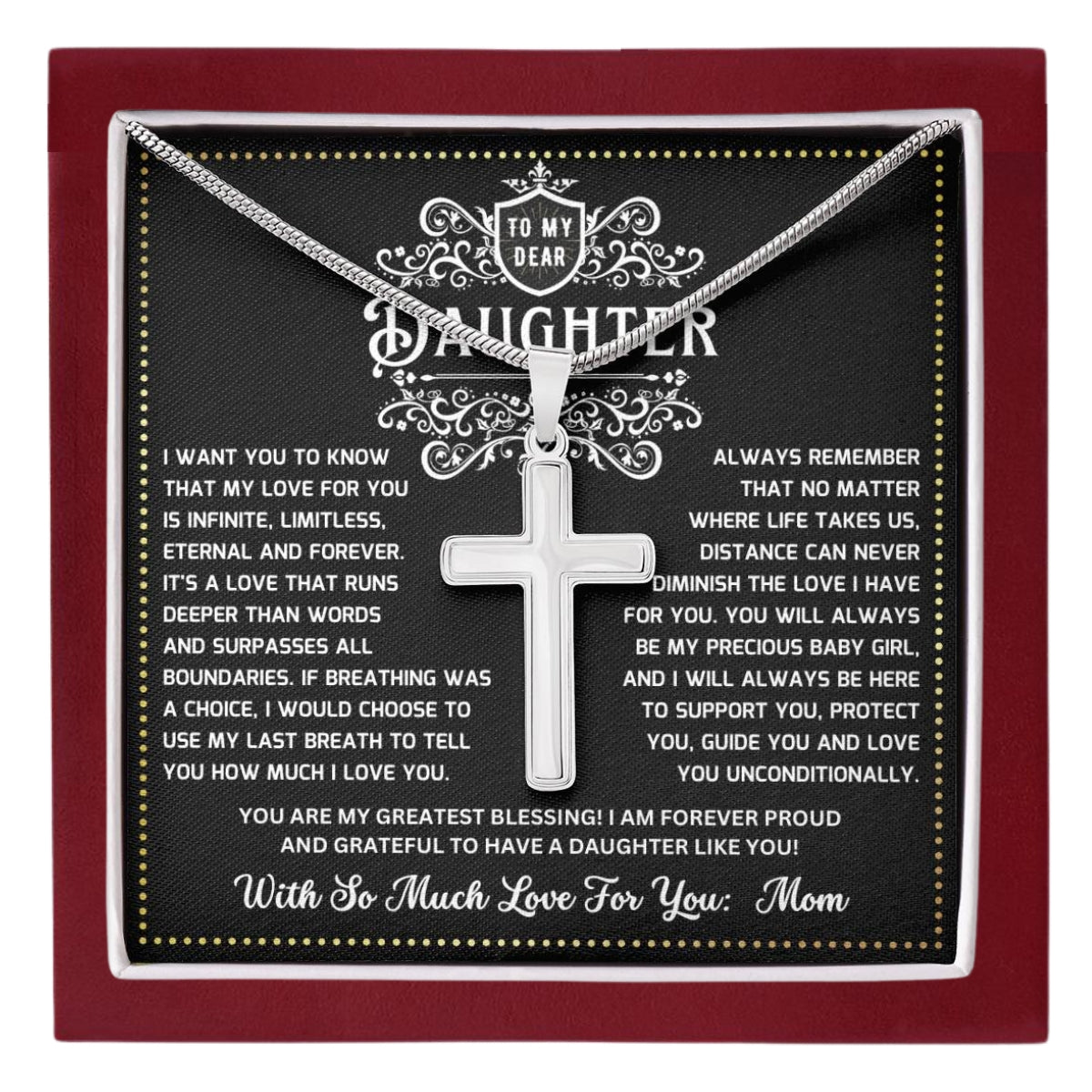 JGF Jewelry Gifts for Family Mom to Daughter Silver Cross Necklace For Girls Always Connected