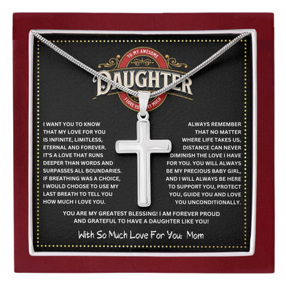 JGF Jewelry Gifts for Family Always With You Silver Cross Necklace for Girl for My Faithful Daughter