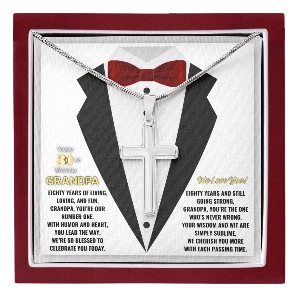 80th GrandPa White5 JGF Jewelry Gifts for Family ARTISAN CROSS TEMPLATE - artisancross-BB