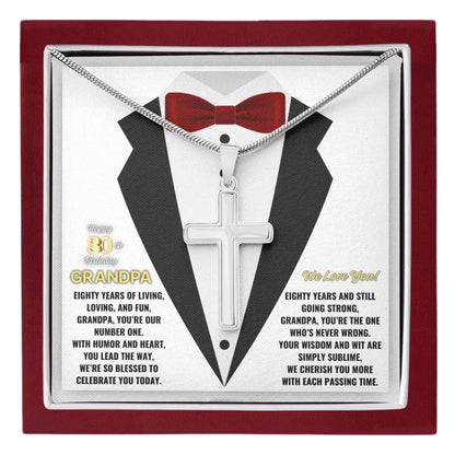 80th GrandPa White5 JGF Jewelry Gifts for Family ARTISAN CROSS TEMPLATE - artisancross-BB