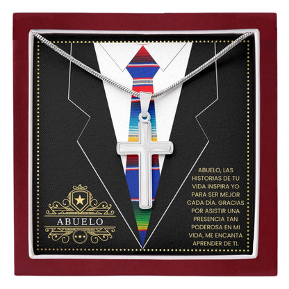 SpanishGrandPa10 JGF Jewelry Gifts for Family Regalo Para Abuelo Cross Necklace for Grandpa Fathers Day Card Spanish