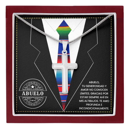 SpanishGrandPa8 JGF Jewelry Gifts for Family Regalo Para Abuelo Cross Necklace for Men Gifts For Grandpa In Spanish